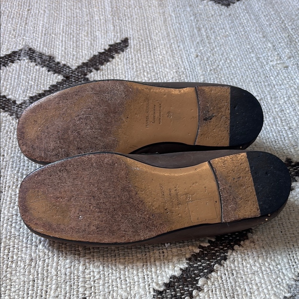 Isabel Marant Brown Flats with Distressed Leather and Eyelet Details - Picture 7 of 9
